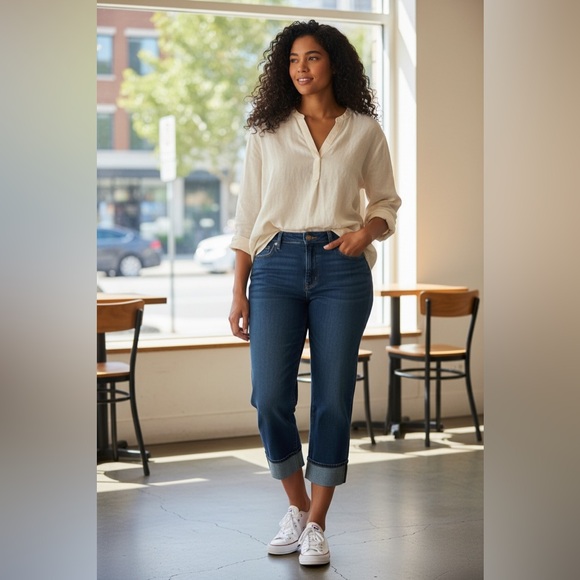 Signature by Levi Strauss Dark Blue Cropped Jeans - Picture 5 of 14